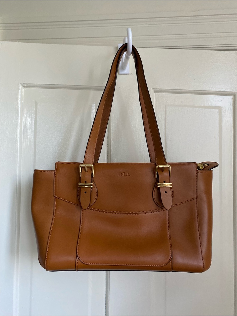 Ralph Lauren Brown Leather Shoulder Purse, Lauren Line